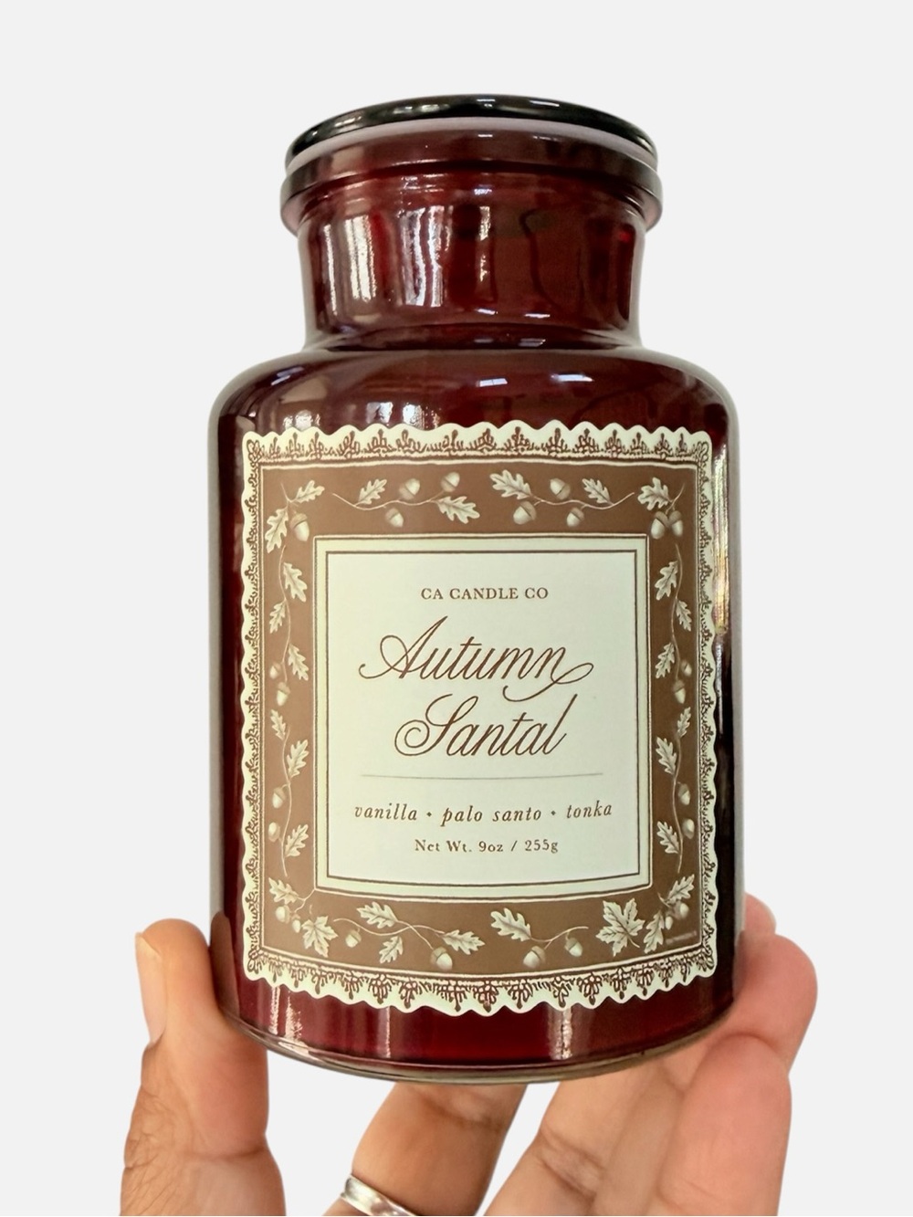 Leoben Company Autumn Santal Luxury Scented Candle - Deep Burgundy Apothecary